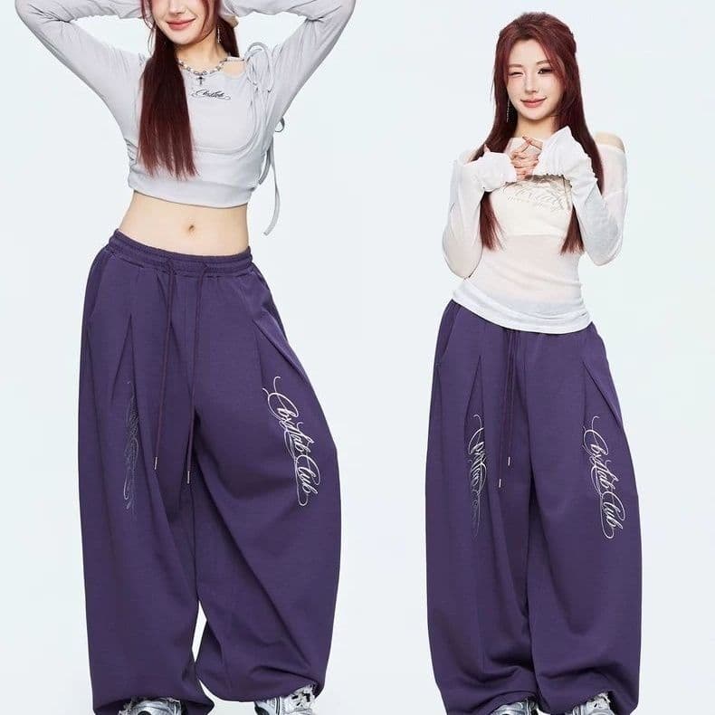 스트리트 댄스 트롤 춤 조수 브랜드 오래된 돈 액체 뜨거운 은 봄 여름 새로운 운동 웃음 하 핫걸 춤추기 버전 캐주얼 긴 바지 상세 이미지 1