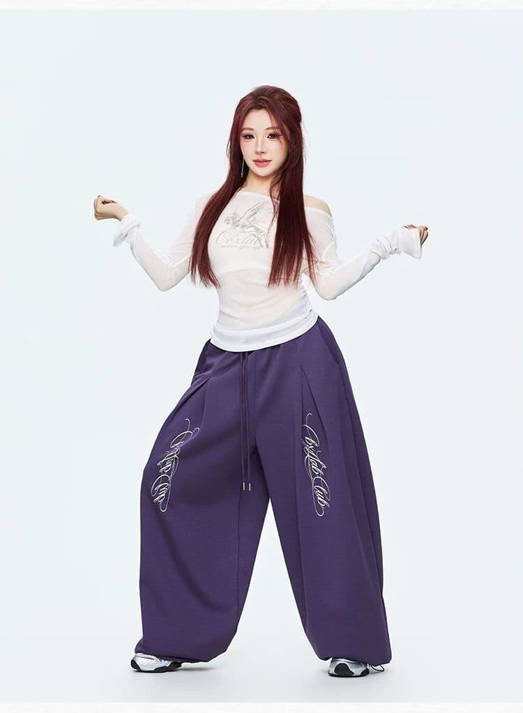 스트리트 댄스 트롤 춤 조수 브랜드 오래된 돈 액체 뜨거운 은 봄 여름 새로운 운동 웃음 하 핫걸 춤추기 버전 캐주얼 긴 바지 상세 이미지 8