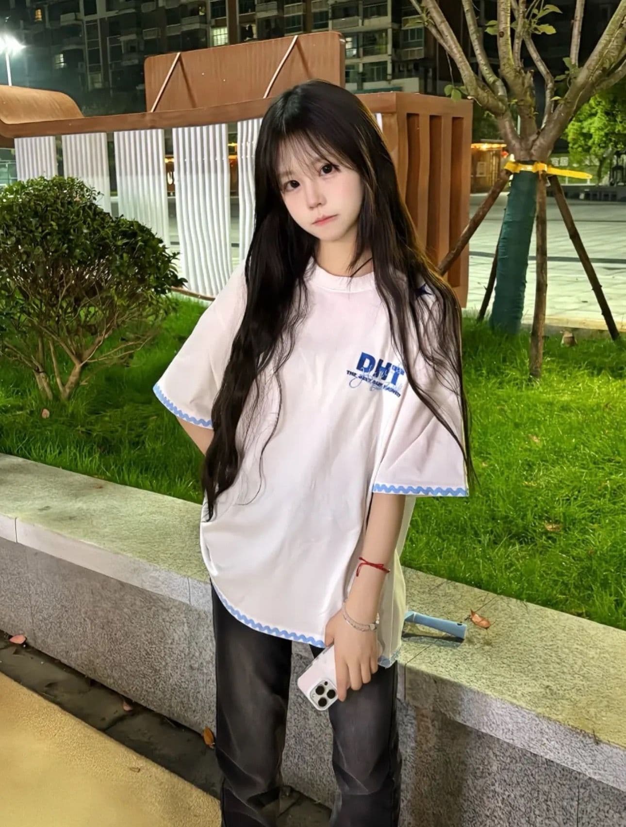 정가 자수 네리 가게 천 순면 220 그램 반팔 티셔츠 여성 이미지 4