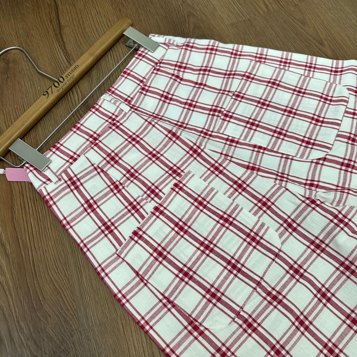 정가 순면 체크무늬 복잡한 인터넷 원본 품질 원단 도파민 느긋한 바람 체크무늬 와이드 레깅스 바지 상세 이미지 18