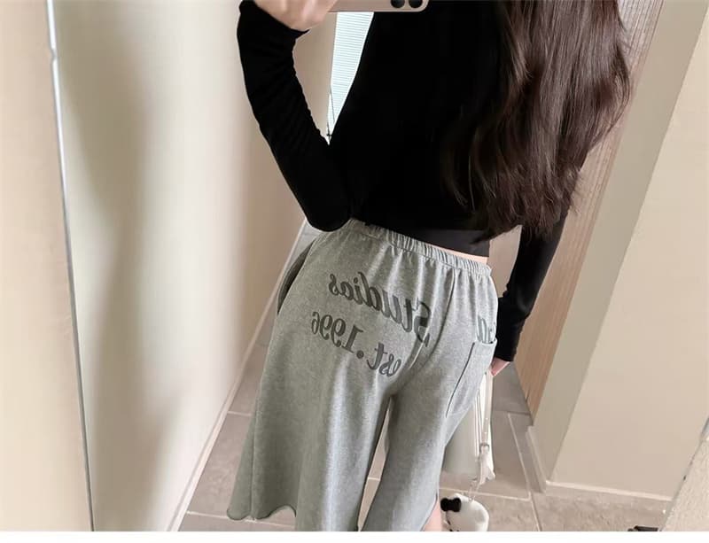 아니요 가격 인하 4 가지 색상 알파벳 프린트 웨이 바지 여성 여름 2026 새로운 오부 바지 슬림해 보이는 디스플레이 높음 반바지 상세 이미지 11