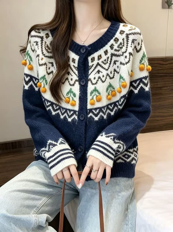 스웨터 오픈 가디건 맨위 2026 가을 한 부서 레트로 분위기 센스 느긋한 슬림해 보이는 재킷 상세 이미지 1