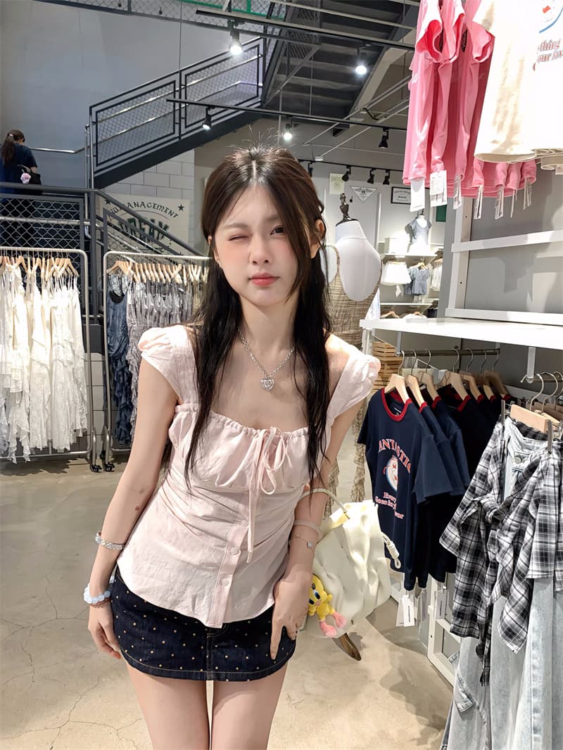 실사 복숭아 순수한 욕망 바람 핑크색 몸매 가꾸기 허리 수축 광장 칼라 맨위 상세 이미지 5