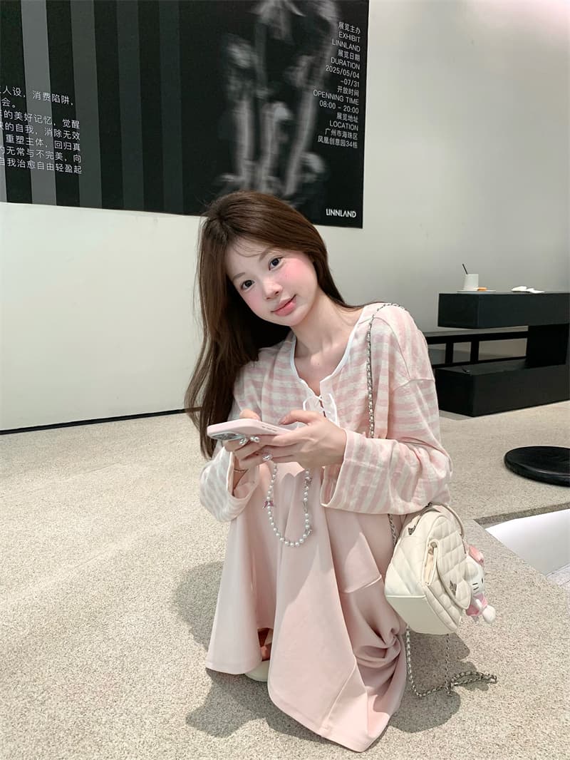 실사 스트라이프 루즈핏 기본 셔츠 긴팔 티셔츠 얇은 스타일 자외선 차단 상세 이미지 9