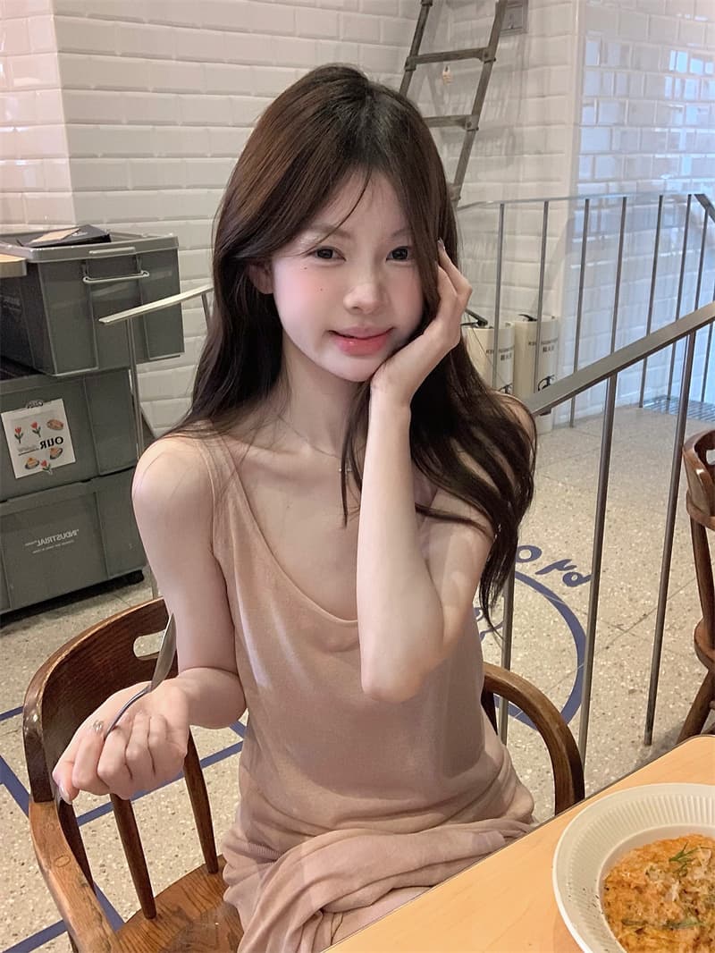 실사 분유 색상 느긋한 달콤함 조끼 오픈 가디건 반신 스커트 3종 세트 세트 상세 이미지 1
