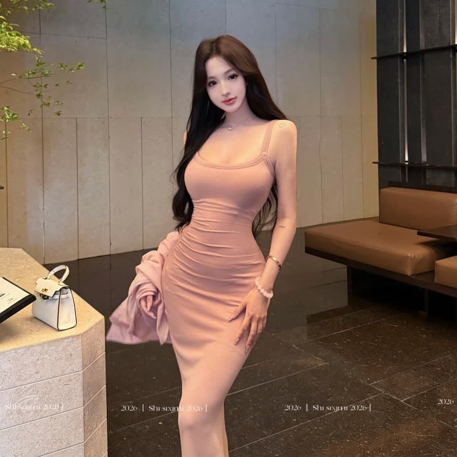 정가 실사 자외선 차단 셔츠 긴팔 u 칼라 몸매 가꾸기 다용도 슬립 드레스 포함 가슴 패드 드레스 이미지 5