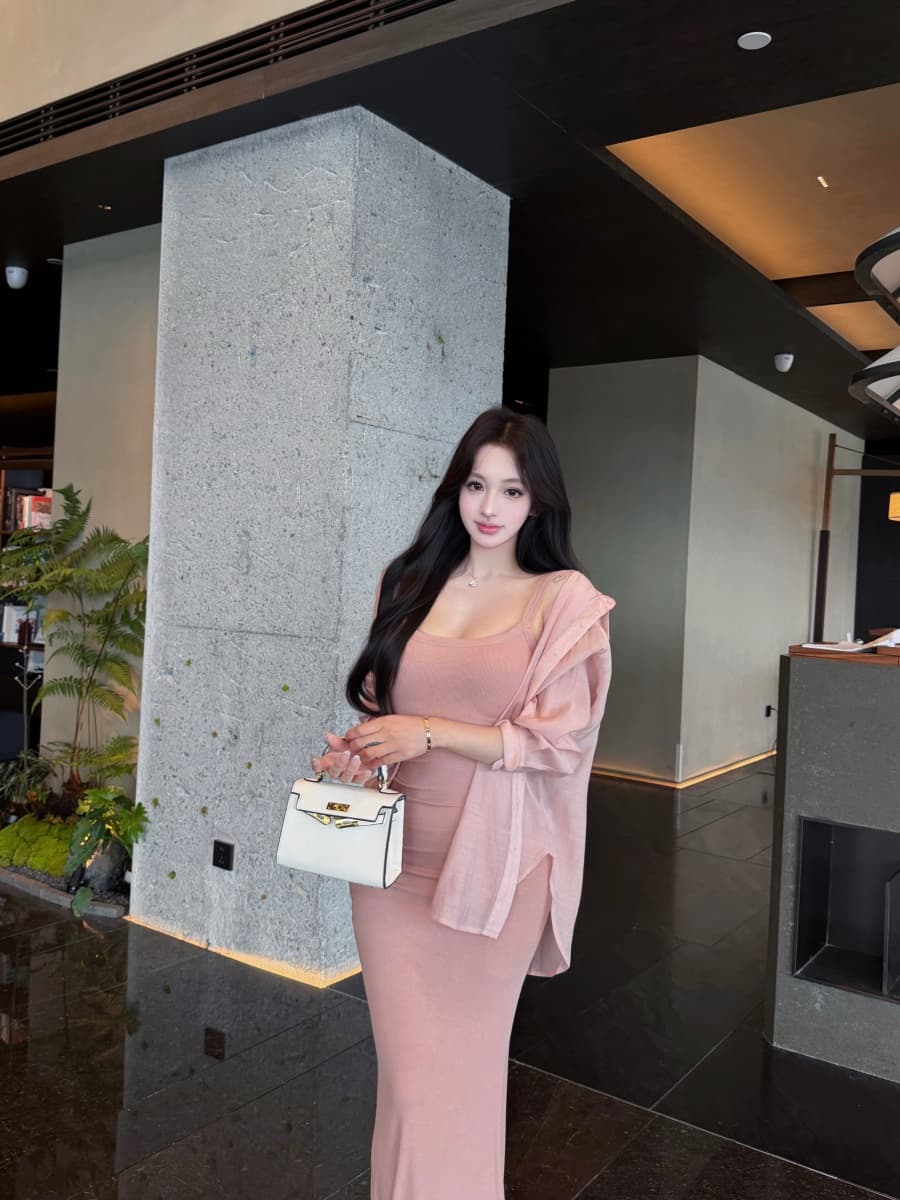 정가 실사 자외선 차단 셔츠 긴팔 u 칼라 몸매 가꾸기 다용도 슬립 드레스 포함 가슴 패드 드레스 상세 이미지 8