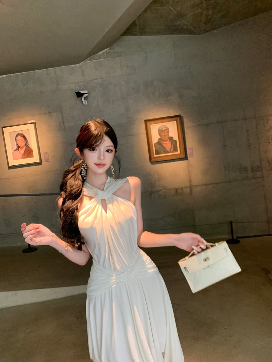 정가 실사 도루 가을 비틀림 펌프 Pleat 행침 목 드레스 상세 이미지 11