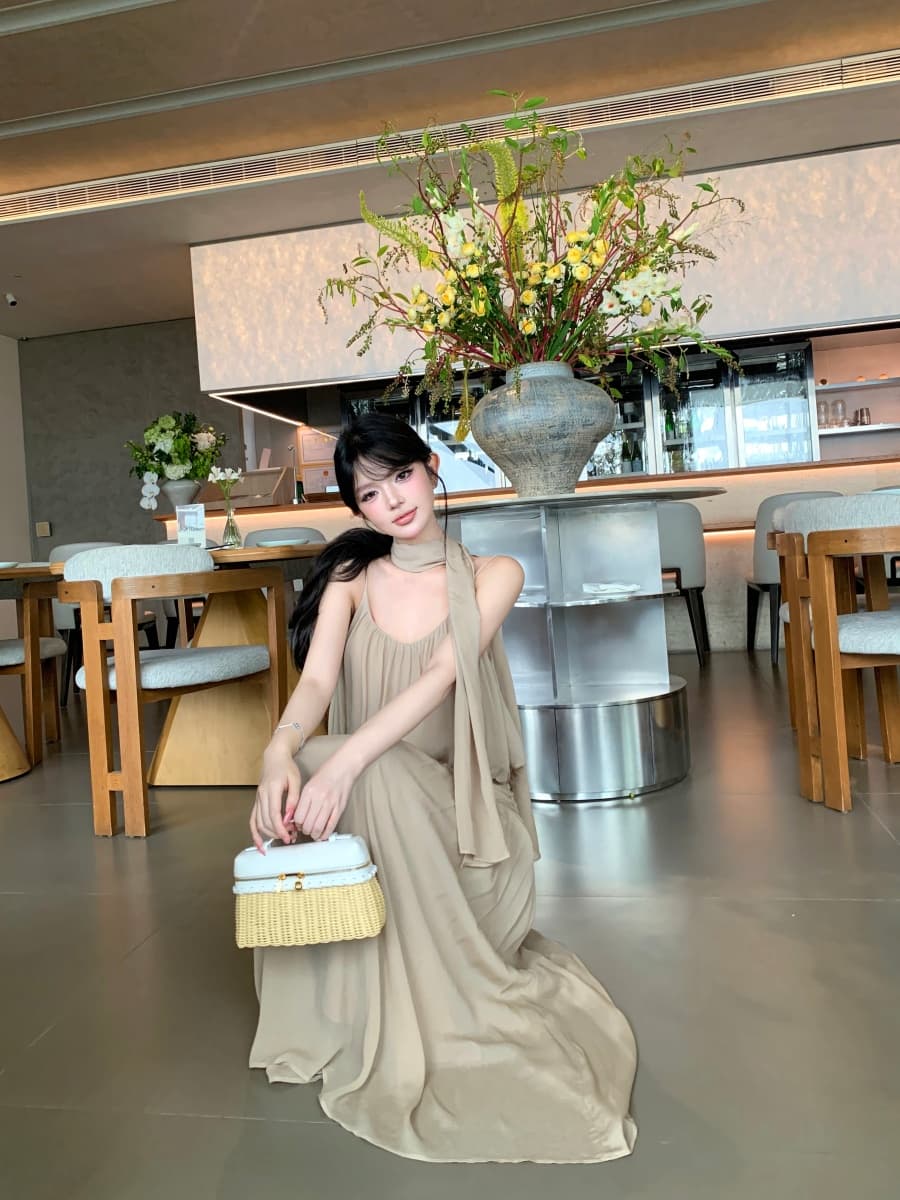 정가 실사 측면 품격 출퇴근 우아한 스카프 도루 가을 센스 쇼트 스타일 백리스 u 칼라 캐미솔 맨위 상세 이미지 18