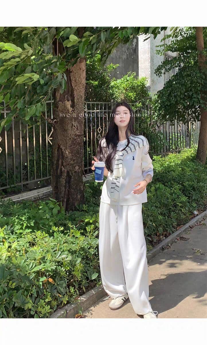 빅 사이즈 느긋한 바람 작은 키 캐주얼 착용 가져 가라. 여성 의류 가을 2025 새로운 지방 mm 바지 슬림해 보이는 투피스 슈트 상세 이미지 7