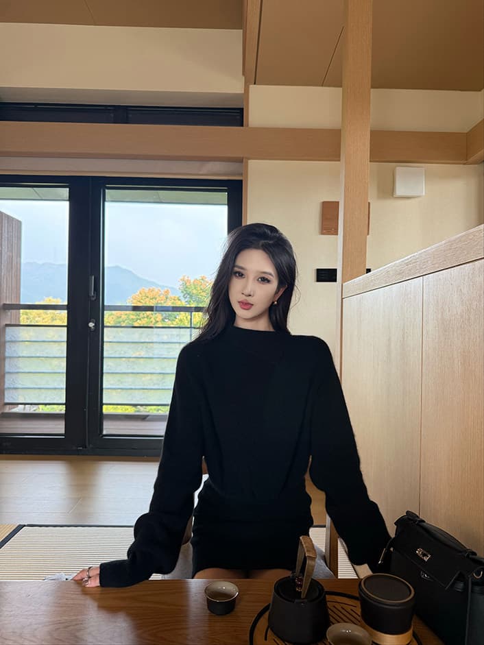 품격 허리 수축 타이트 스커트 스웨터 치마 2026 가을 겨울 새로운 몸매 가꾸기 인사이드 가져 가라. 니트 드레스 벨트 포함 상세 이미지 27