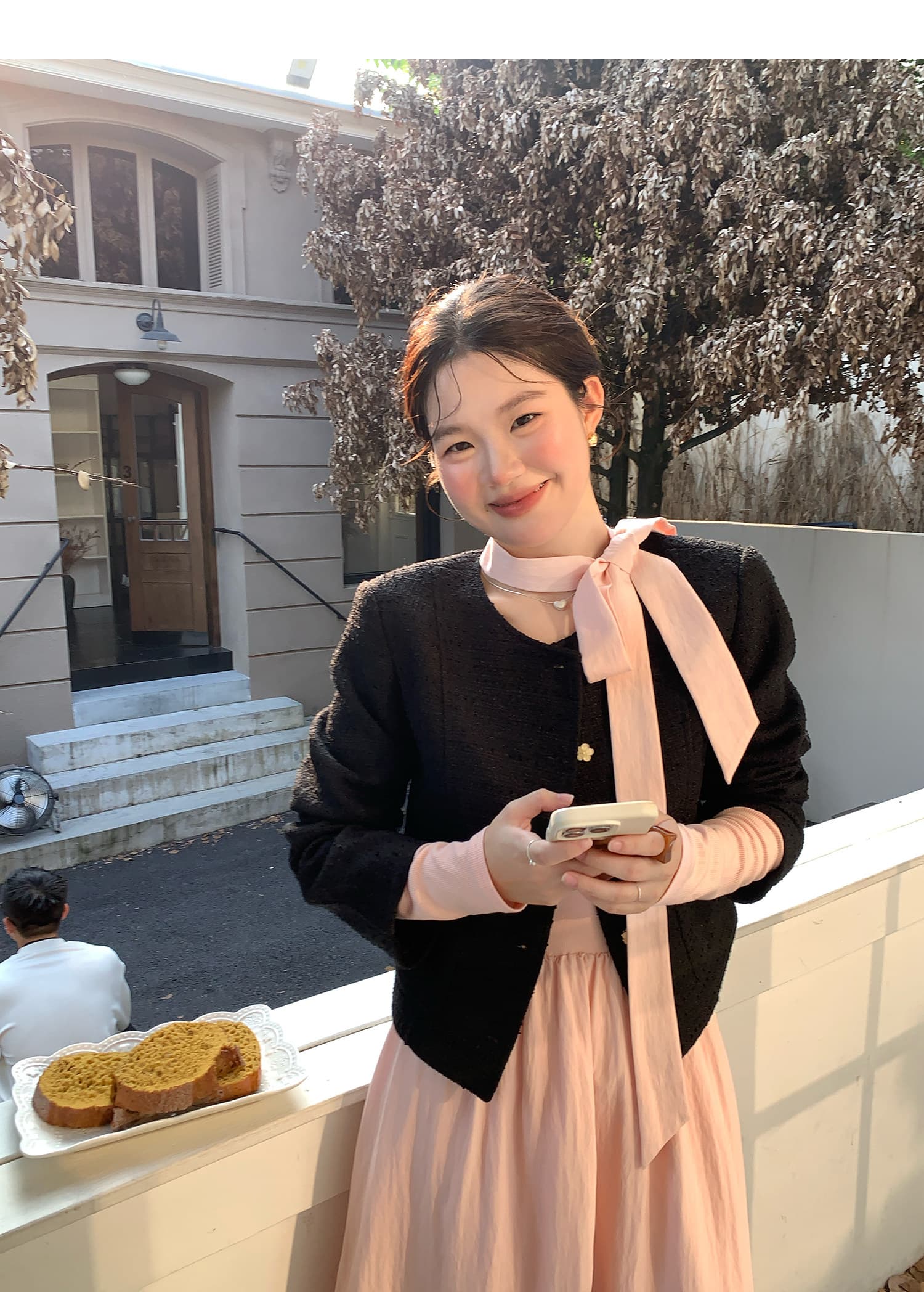 화재 화재 화재 우유 서리 복숭아 복숭아 한국 스타일 행침 목 니트 긴 소매 여성 드레스 부드러운 바람 허리 수축 봄 드레스 롱 스커트 상세 이미지 22