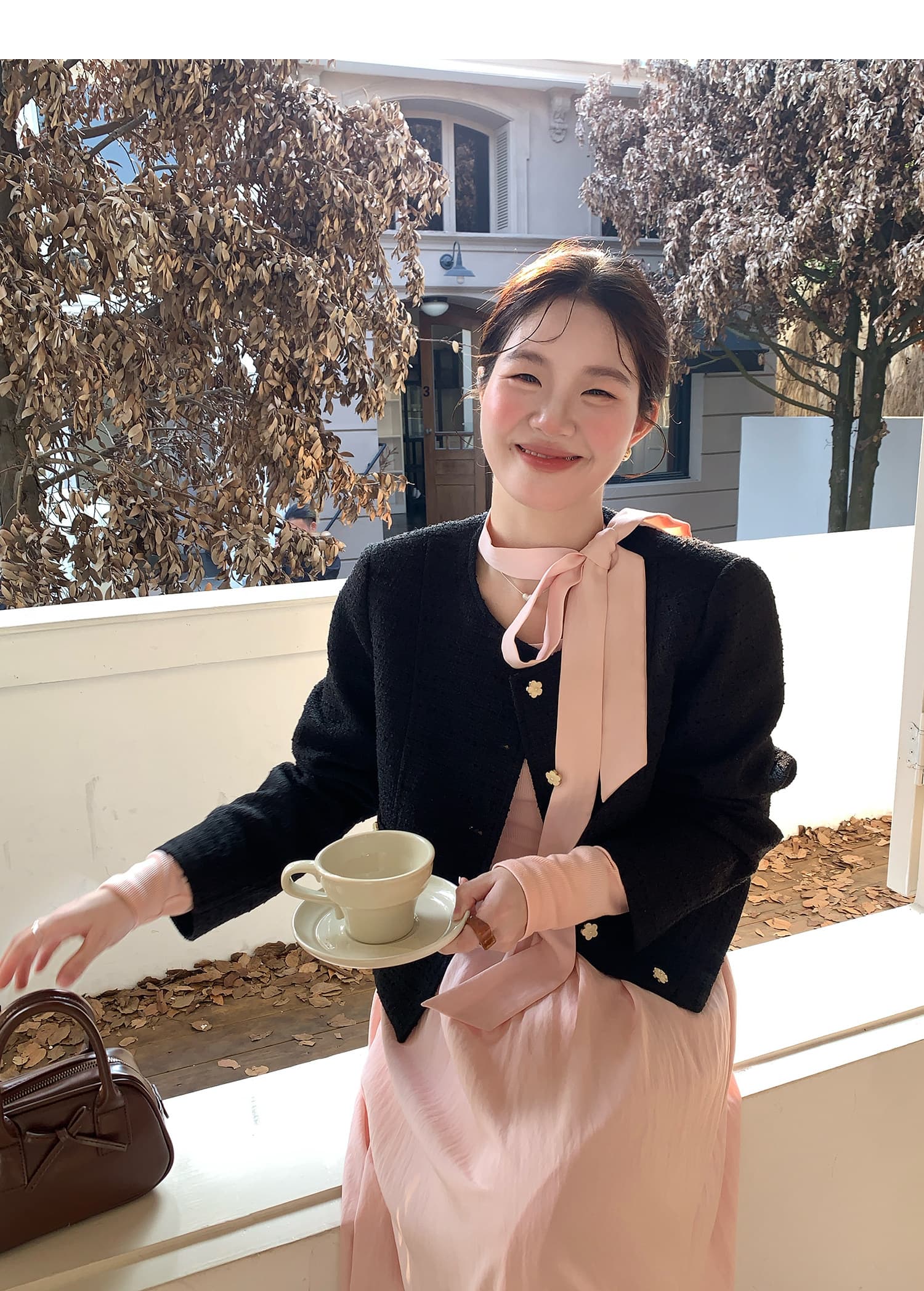 화재 화재 화재 우유 서리 복숭아 복숭아 한국 스타일 행침 목 니트 긴 소매 여성 드레스 부드러운 바람 허리 수축 봄 드레스 롱 스커트 상세 이미지 26