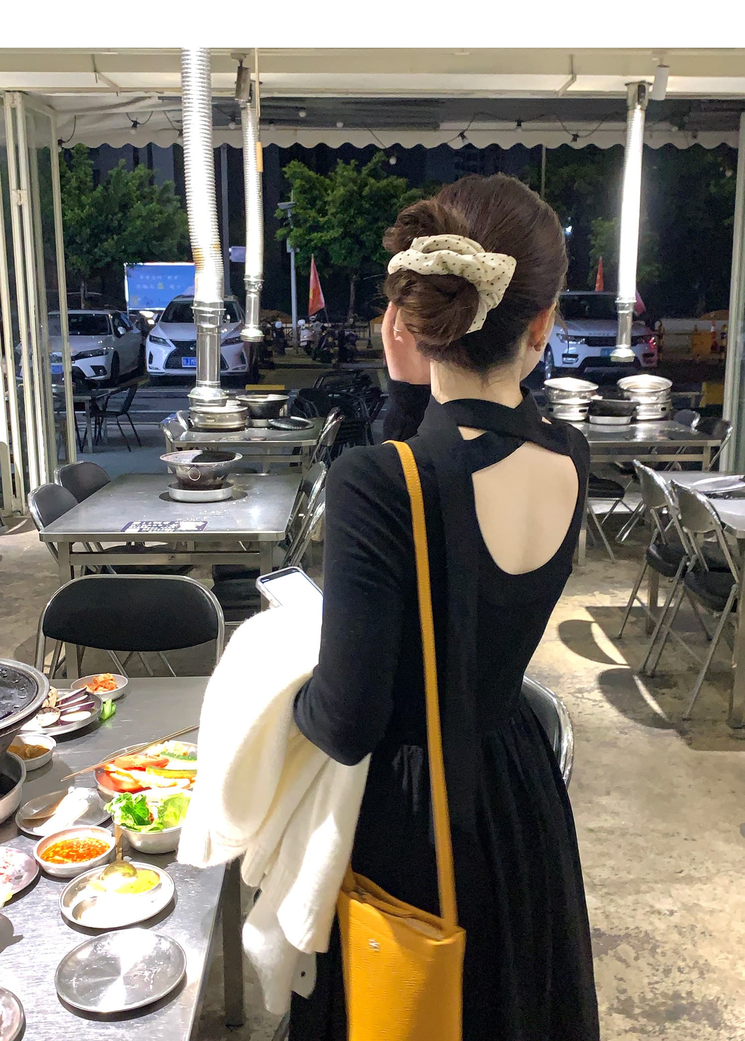 화재 화재 화재 우유 서리 복숭아 복숭아 한국 스타일 행침 목 니트 긴 소매 여성 드레스 부드러운 바람 허리 수축 봄 드레스 롱 스커트 상세 이미지 31