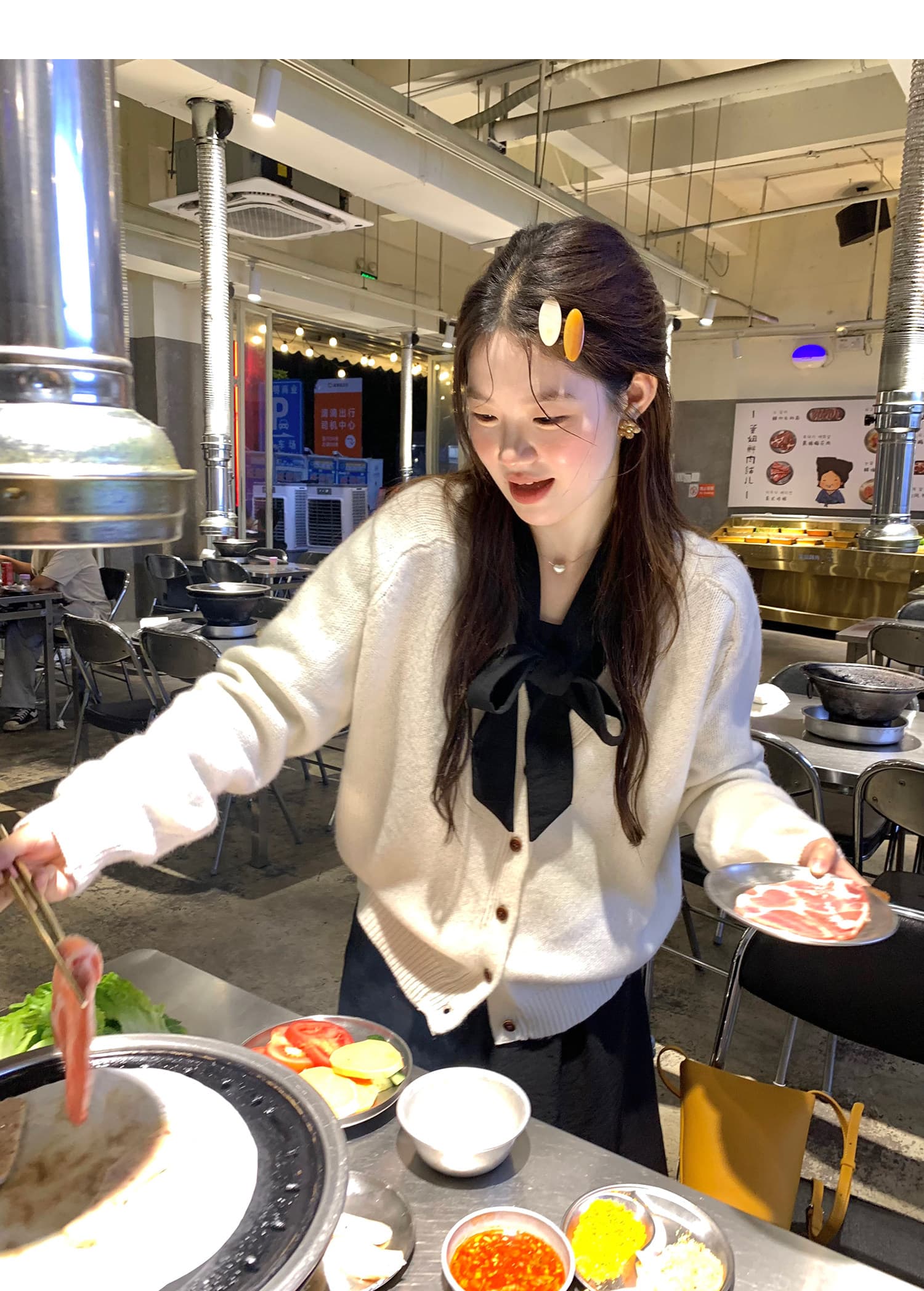 화재 화재 화재 우유 서리 복숭아 복숭아 한국 스타일 행침 목 니트 긴 소매 여성 드레스 부드러운 바람 허리 수축 봄 드레스 롱 스커트 상세 이미지 32