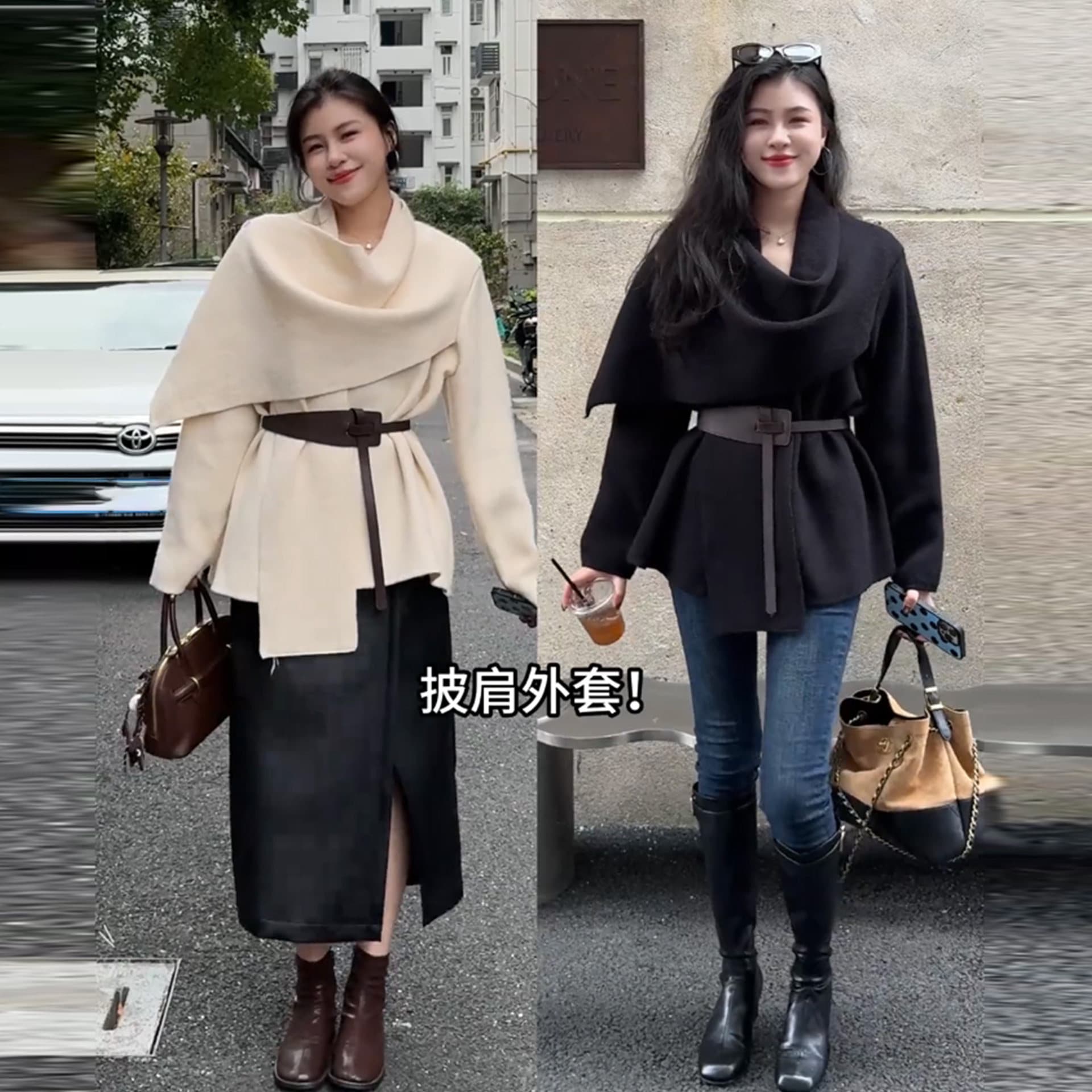 빅 사이즈 오래된 돈 바람 부드러운 숄 스웨터 여자 가을 겨울 지방 mm 레이스업 허리 수축 니트 스웨터 재킷 품격 맨위 이미지 2