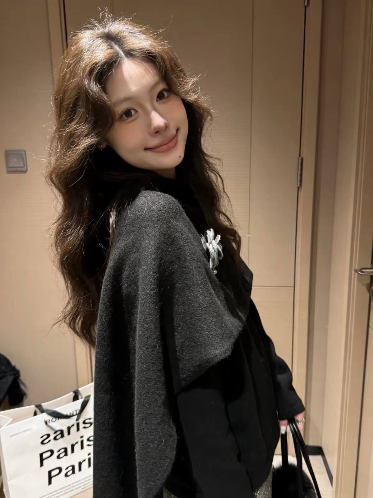 balam 망토 숄 스웨터 여자 가을 겨울 한 스타일 분위기 센스 디자인 부드러운 찹쌀 풀오버 다용도 니트 스웨터 맨위 상세 이미지 2