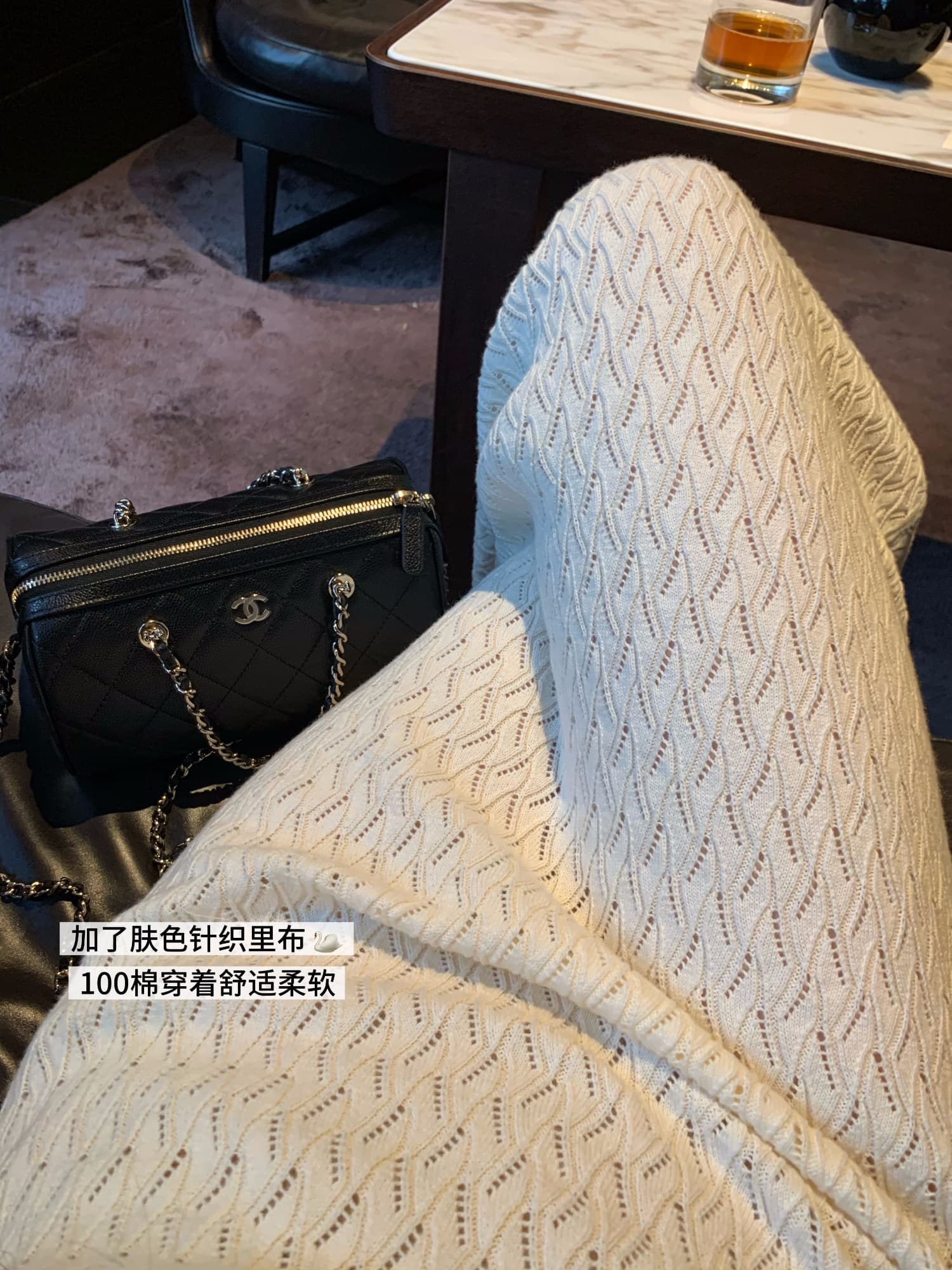 the swan 부문 피닉스 빛 럭셔리 부드러운 자매 프랑스식 우아함 링 그리드 니트 오픈 가디건 몸매 가꾸기 타이트 스커트 드레스 상세 이미지 9