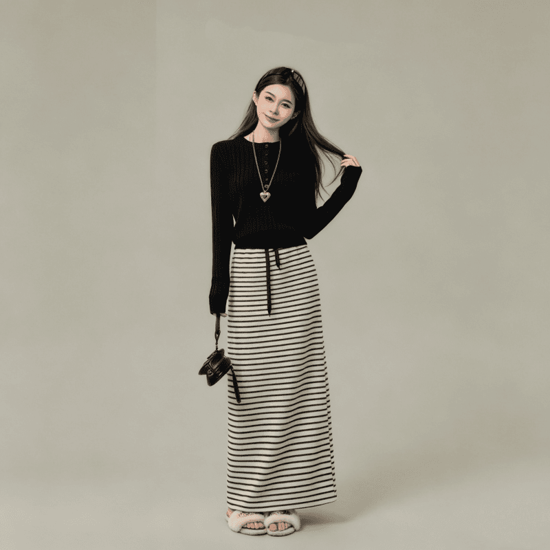한 부서 전체 집합 착용 가져 가라. 부드러운 바람 레트로 황색 맨위 반신 스커트 투피스 슈트 2026 가을 섹션 세트 상세 이미지 10