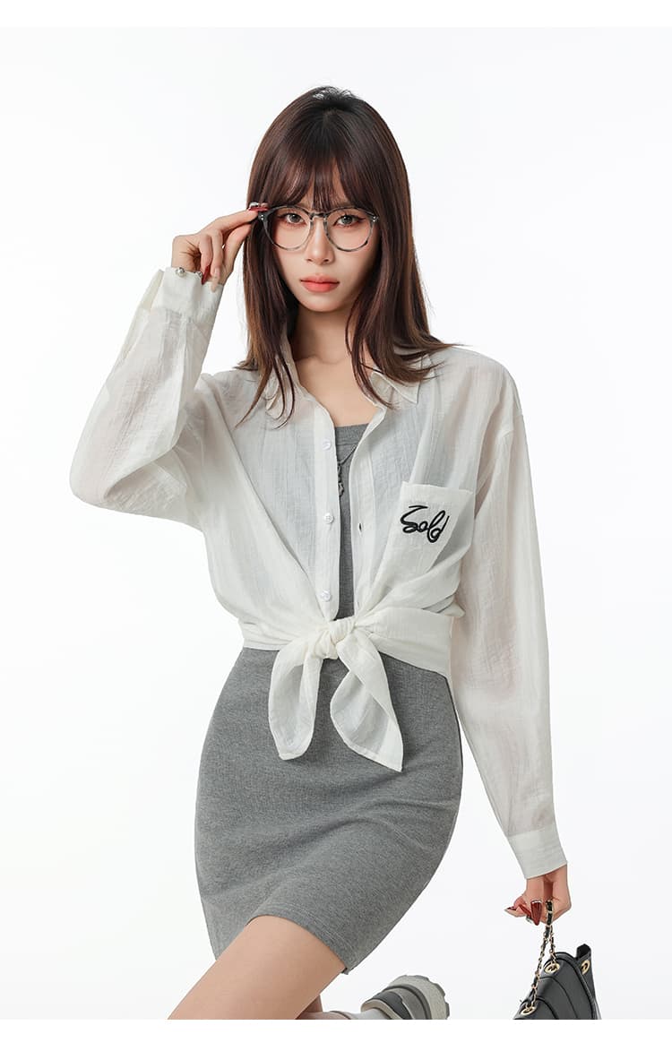 실사 2026 물리학 자외선 차단 스트라이프 여성 셔츠 여름 루즈핏 자수 캐주얼 재킷 라이 경기 서울 주간 실크 셔츠 상세 이미지 16