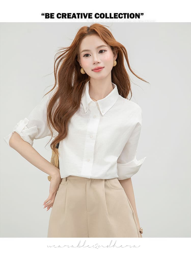 실사 2026 아마 셔츠 긍정적 인 어깨 반팔 여성 여름 캐주얼 품격 출퇴근 면 린넨 셔츠 프랑스식 맨위 상세 이미지 17