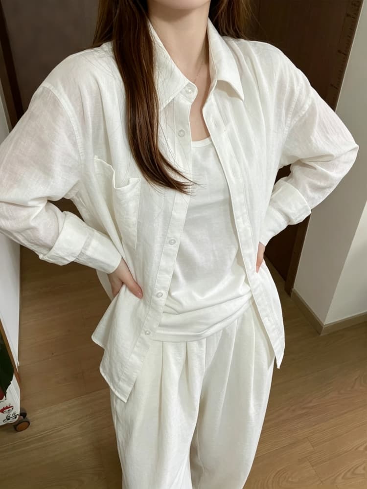 화이트 아마 여성 셔츠 여름 얇은 스타일 빛 사람들 높음 지혜 센스 재킷 루즈핏 느긋한 오래된 돈 바람 면 린넨 긴팔 셔츠 상세 이미지 1