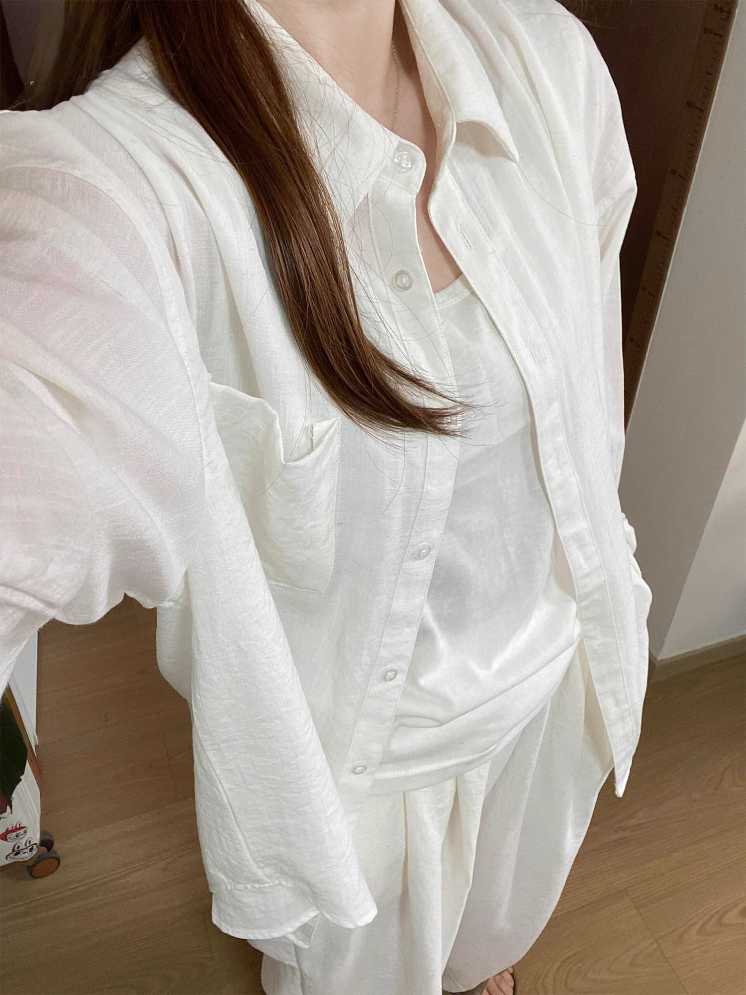 화이트 아마 여성 셔츠 여름 얇은 스타일 빛 사람들 높음 지혜 센스 재킷 루즈핏 느긋한 오래된 돈 바람 면 린넨 긴팔 셔츠 상세 이미지 2