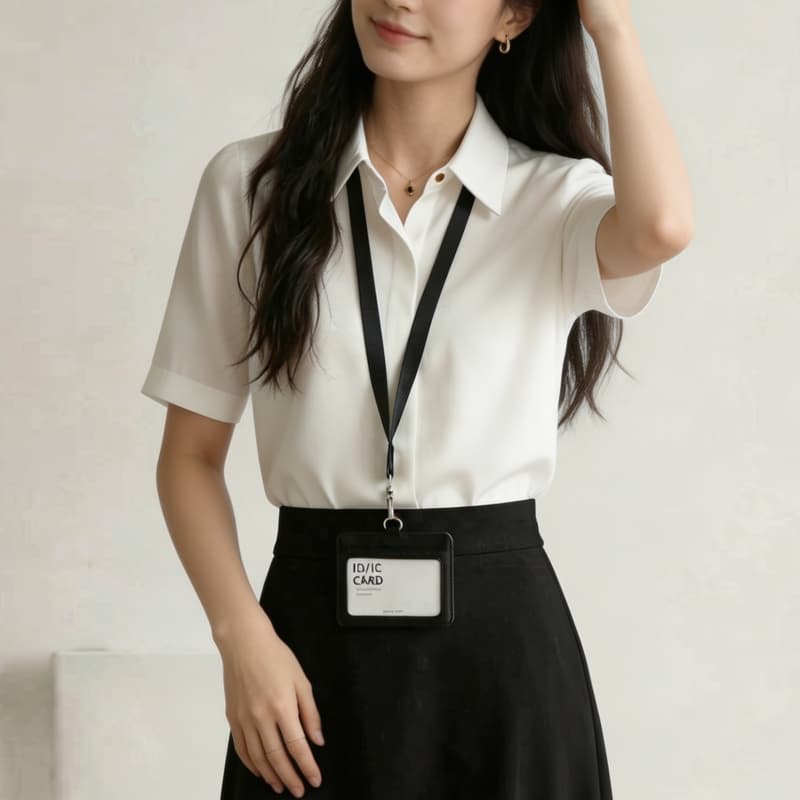 2026 화이트 쉬폰 반팔 셔츠 여성 여름 경력 맨위 정장 면접 착용 가져 가라. 긍정적 인 로드 중 셔츠 상세 이미지 7