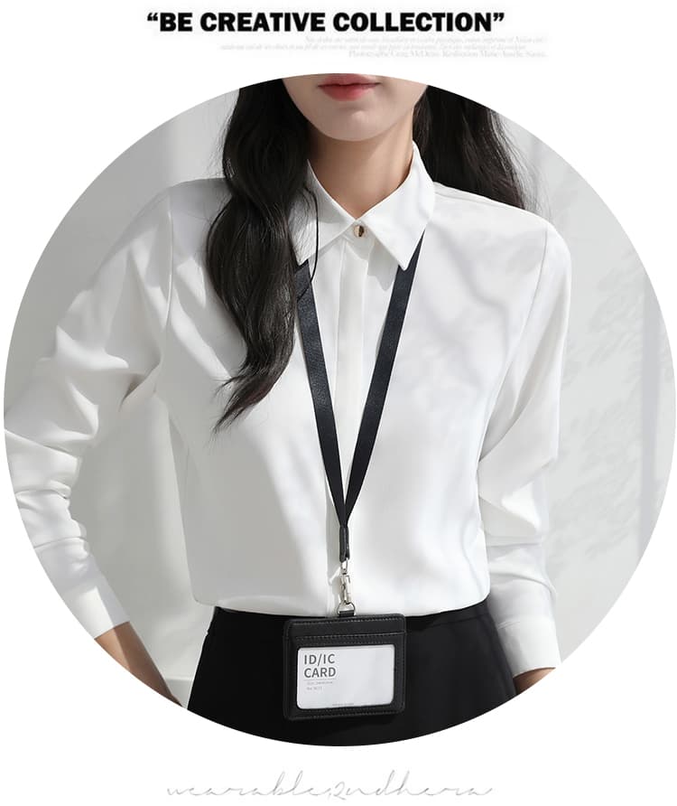 실사 2026 봄 가을 경력 긴팔 작은 키 화이트 여성 셔츠 워크웨어 출퇴근 셔츠 정장 인사이드 잡아라. 의류 상세 이미지 22