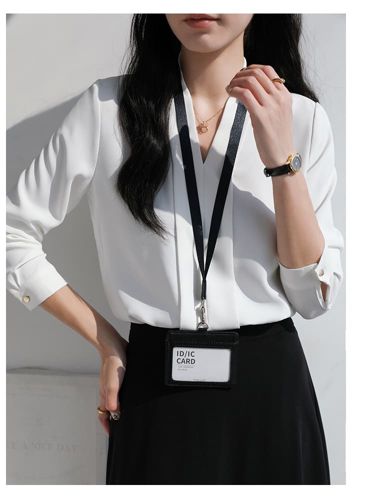 실사 V 넥 셔츠 여성 긴 소매 대학생 면접 출퇴근 긍정적 인 로드 중 인사이드 가져 가라. 쉬폰 화이트 경력 셔츠 맨위 상세 이미지 33