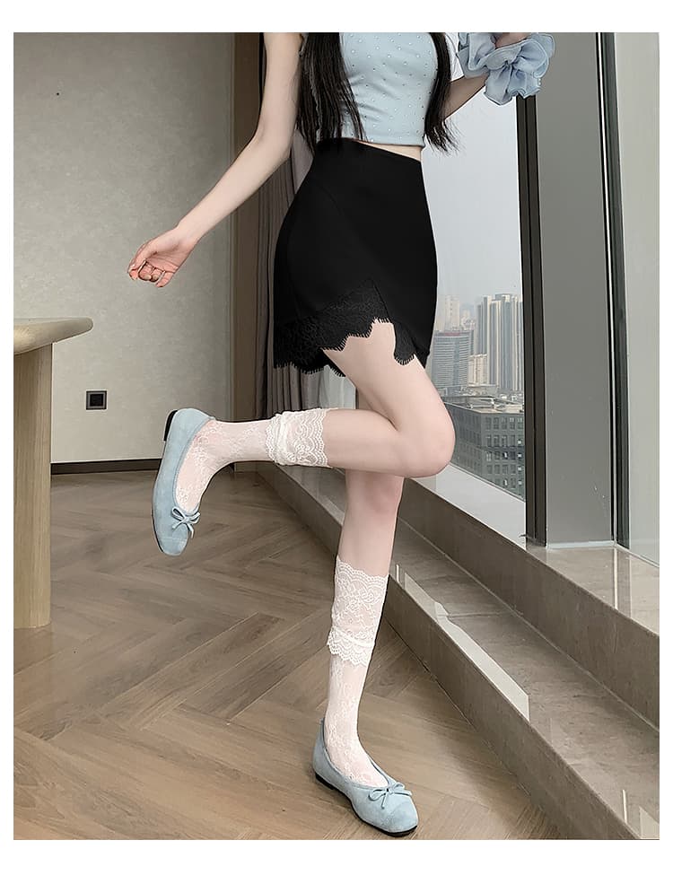 디자인 센스 레이스 조각 한 마디 반신 스커트 여성 2026 년 여름 새로운 하이웨이스트 몸매 가꾸기 슬림해 보이는 타이트 스커트 미니 스커트 상세 이미지 24