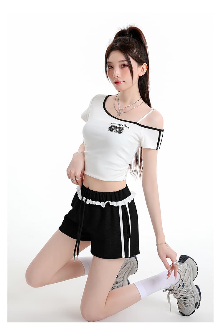 실사 달콤한 매운맛 레이스 조각 캐주얼 반바지 여성 2026 여름 소녀 센스 허리밴드 핫걸 운동 핫 바지 상세 이미지 30