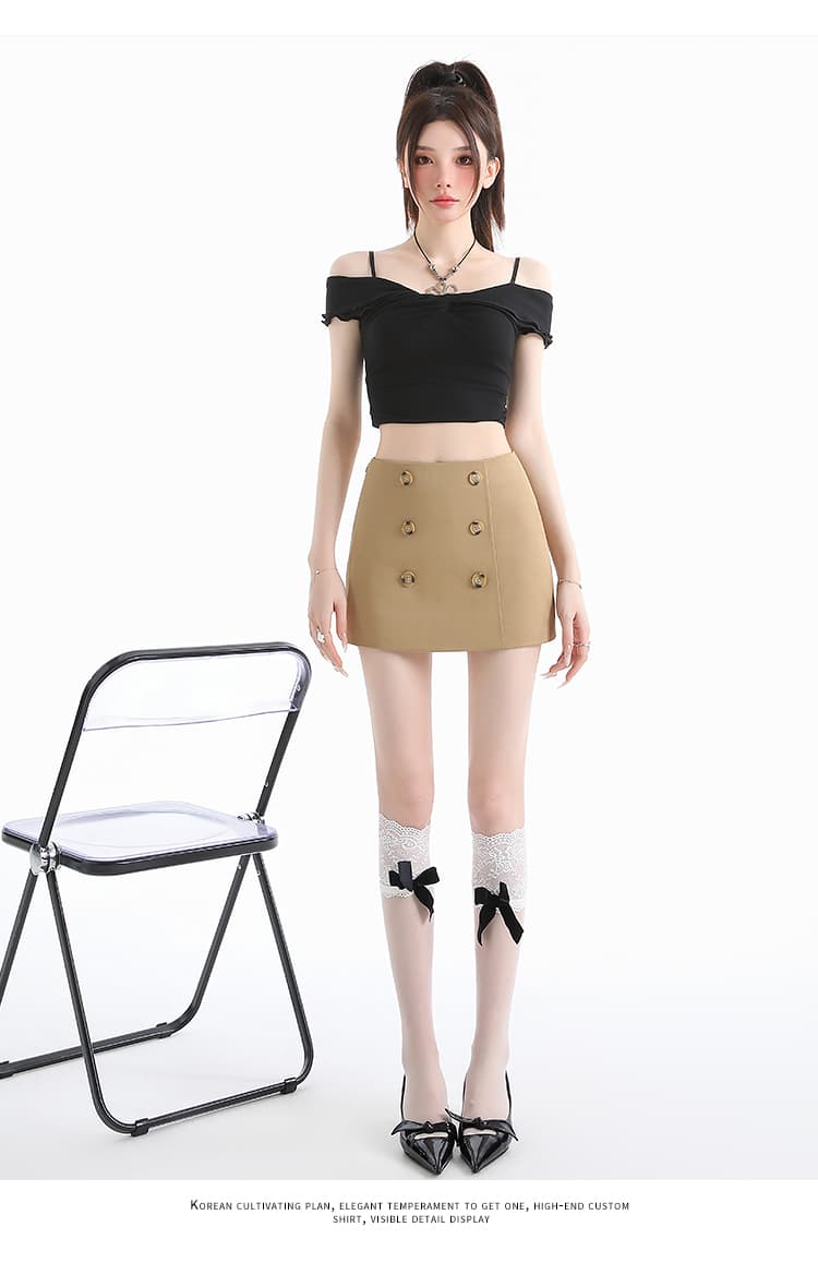 실사 달콤한 차가운 핫걸 카키 색 반신 스커트 2026 여성 여름 중 로우 웨이스트 미니 스커트 핫걸 타이트 스커트 바지 상세 이미지 18