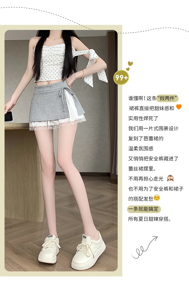 실사 달콤한 스타일 레이스 조각 반신 바지 여성 2026 여름 연령 감소 슬림해 보이는 한 마디 반신 스커트 공주 드레스 상세 이미지 5