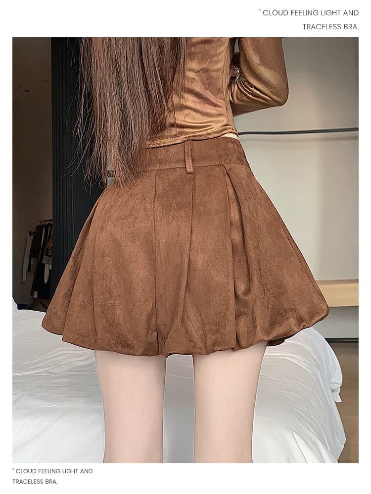 실사 레트로 핫걸 커피 색상 사슴 캐시미어 캐주얼 반바지 2026 가을 하이웨이스트 슬림해 보이는 꽃밭 바지 한 마디 핫 바지 상세 이미지 17
