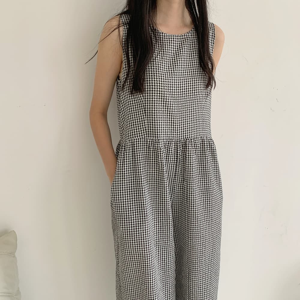 재고 있음 실사 여름 면 린넨 라운드 넥 민소매 조끼 올인원 바지 느긋한 바람 캐주얼 루즈핏 와이드 레그 팬츠 상세 이미지 7