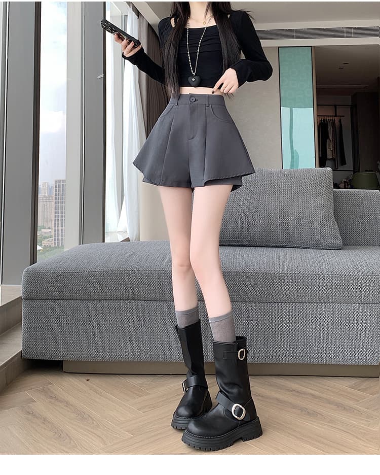 실사 봄 여름 새로운 패션 다용도 하이웨이스트 한 마디 와이드 레그 팬츠 정장 원단 몸매 가꾸기 슬림해 보이는 상세 이미지 25