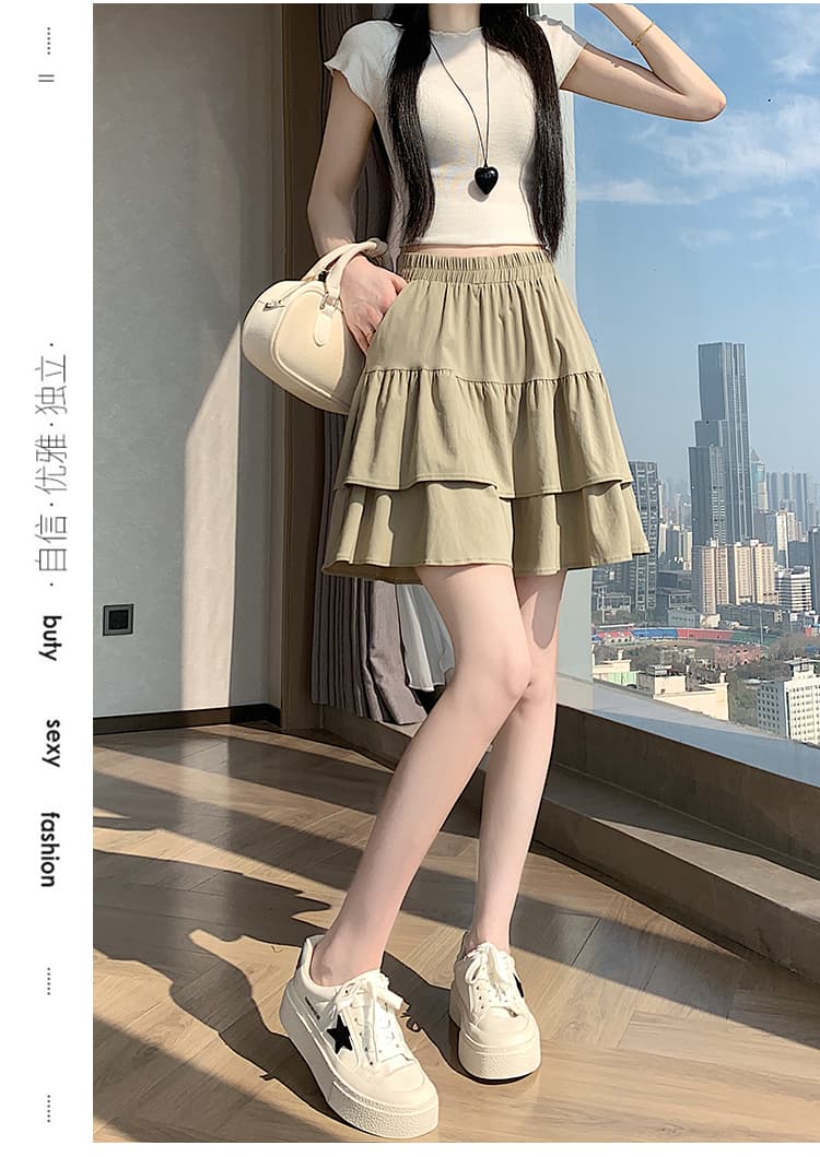 실사 봄 여름 새로운 패션 다용도 하이웨이스트 한 마디 와이드 레그 팬츠 치마 미니멀리즘 패션 몸매 가꾸기 슬림해 보이는 상세 이미지 18