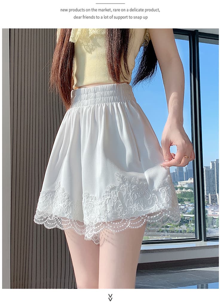 실사 여름 새로운 패션 다용도 하이웨이스트 한 마디 넓은 다리 캐주얼 넓은 다리 허리밴드 레이스 바지 상세 이미지 23