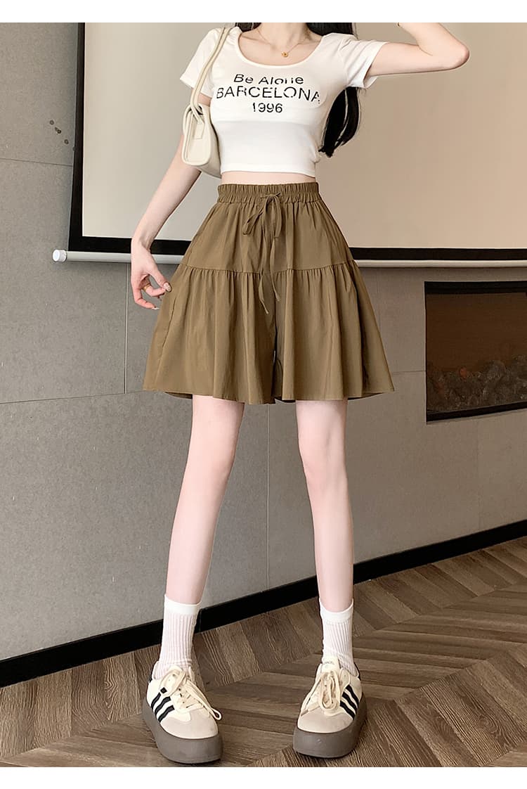 실사 2026 여름 패션 새로운 루즈핏 캐주얼 하이웨이스트 슬림해 보이는 5 점 얼음 실크 와이드 레그 팬츠 치마 상세 이미지 20