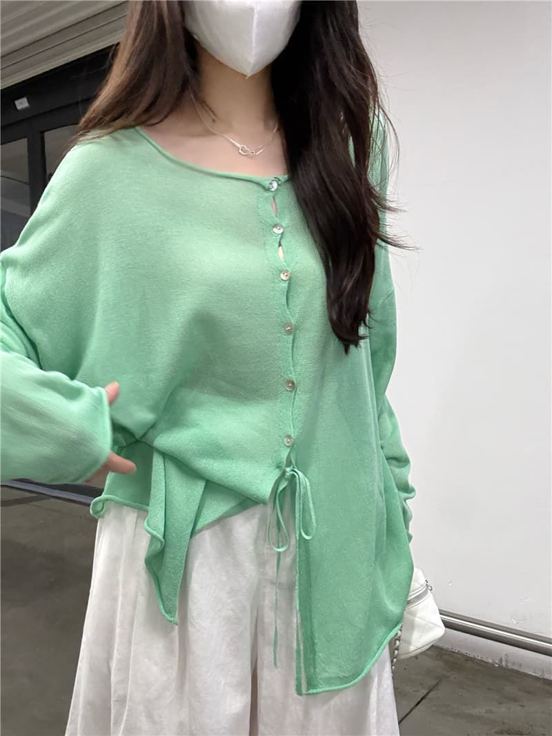 정가 실사 캐주얼 바람 루즈핏 레이스업 긴팔 오픈 가디건 여성 여름 다용도 에어컨 셔츠 블라우스 상세 이미지 11