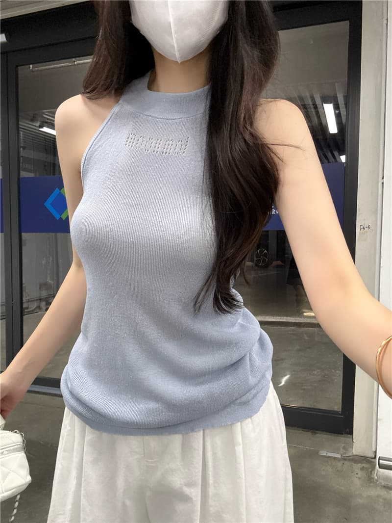 정가 실사 핫걸 바람 홀로우 아웃 백리스 행침 목 캐미솔 새로운 디자인 센스 다용도 몸매 가꾸기 맨위 여성 트렌디 상세 이미지 3