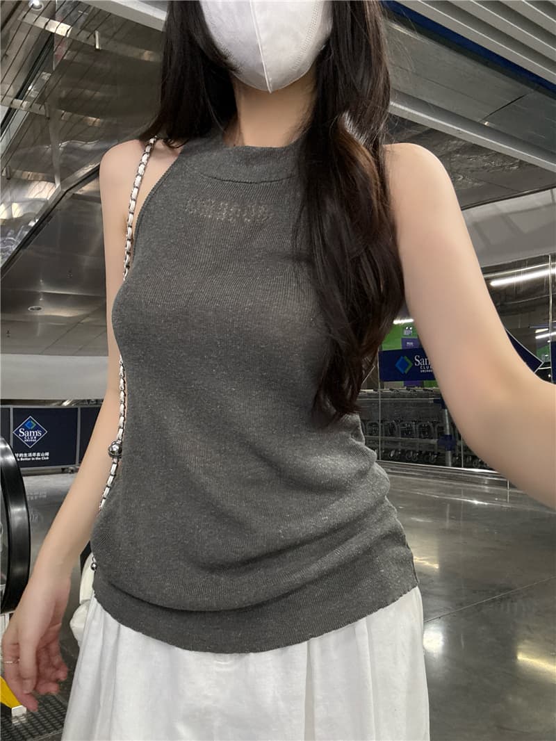 정가 실사 핫걸 바람 홀로우 아웃 백리스 행침 목 캐미솔 새로운 디자인 센스 다용도 몸매 가꾸기 맨위 여성 트렌디 상세 이미지 5