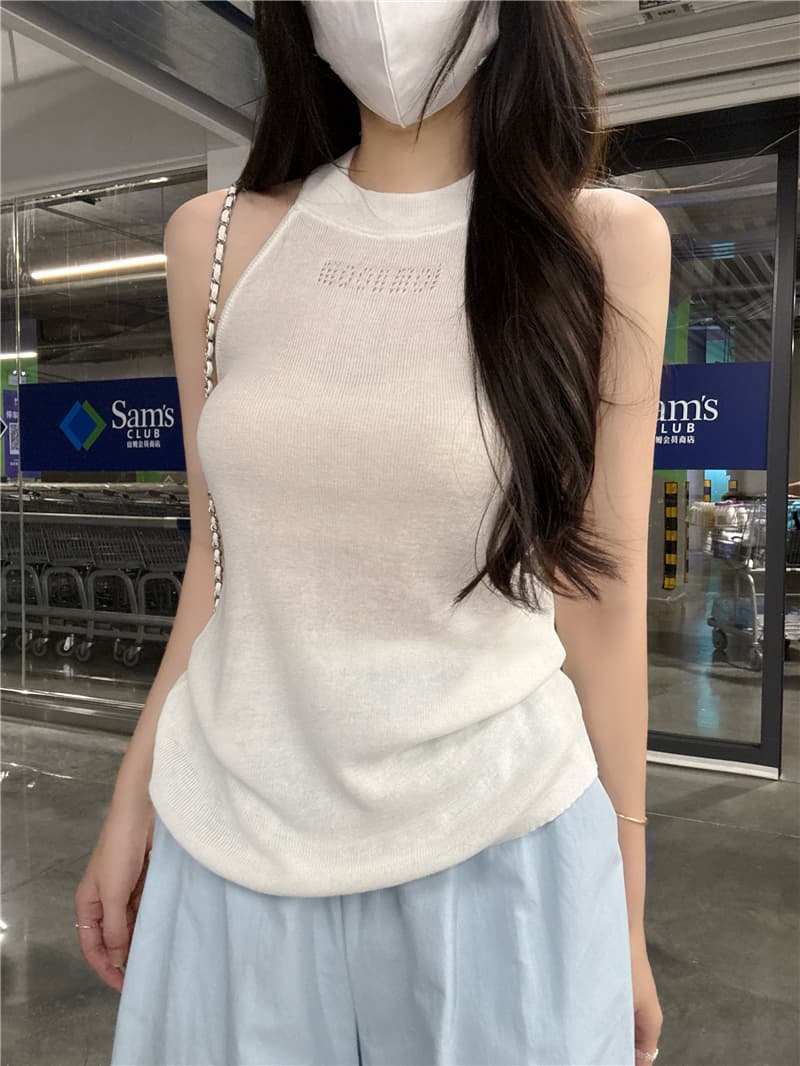 정가 실사 핫걸 바람 홀로우 아웃 백리스 행침 목 캐미솔 새로운 디자인 센스 다용도 몸매 가꾸기 맨위 여성 트렌디 상세 이미지 12
