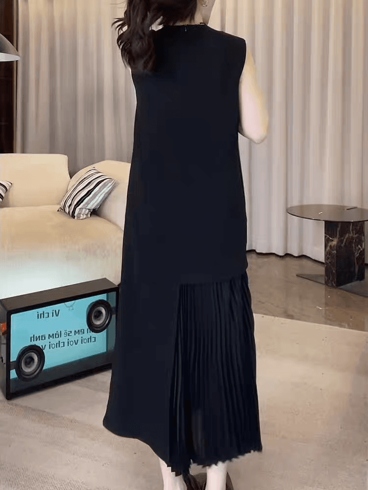 작은 대중 디자인 센스 민소매 루즈핏 여성 드레스 여름 ootd 착용 가져 가라. 새로운 롱 스커트 아름다운 자이언트 잘 생긴 치마 상세 이미지 4
