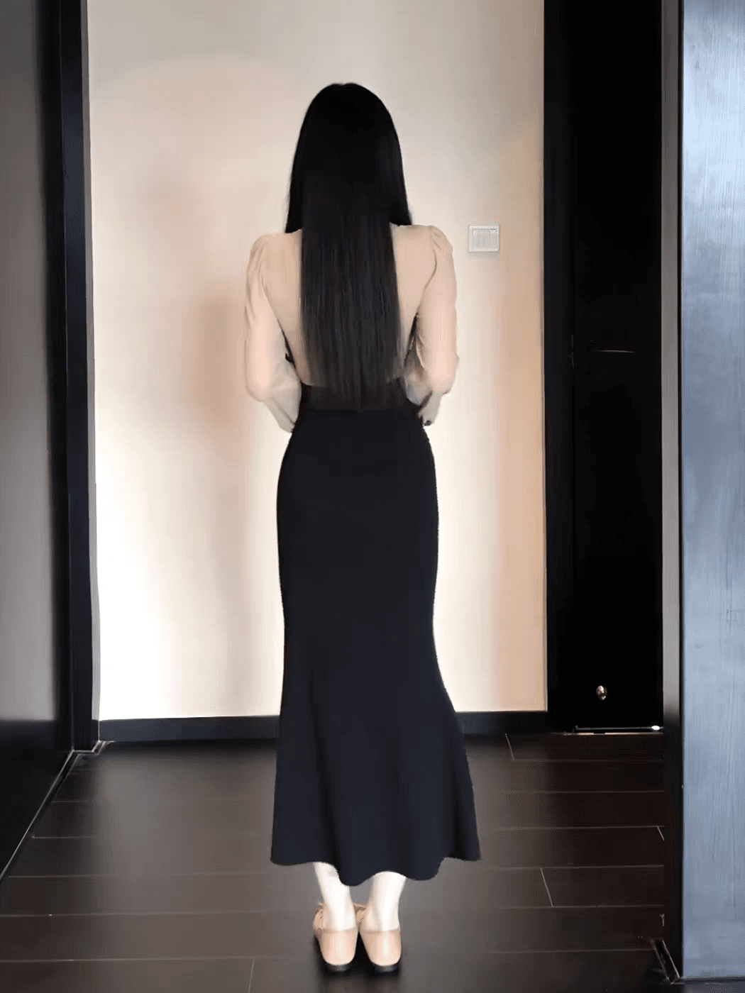 프랑스식 천 골드 배색 패치워크 긴팔 여성 드레스 가을 새로운 우아함 품격 허리 수축 슬림해 보이는 타이트 스커트 롱 스커트 상세 이미지 2