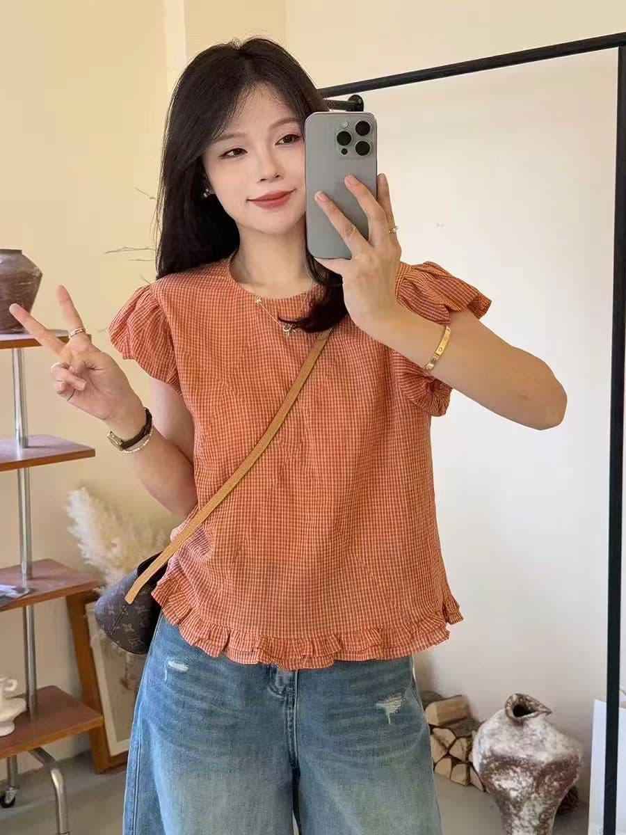 고유 한 Chic 슈퍼 잘 생긴 프릴 여성 셔츠 2026 여름 새로운 고급 센스 연령 감소 외국 가스 몸매 가꾸기 맨위 상세 이미지 1