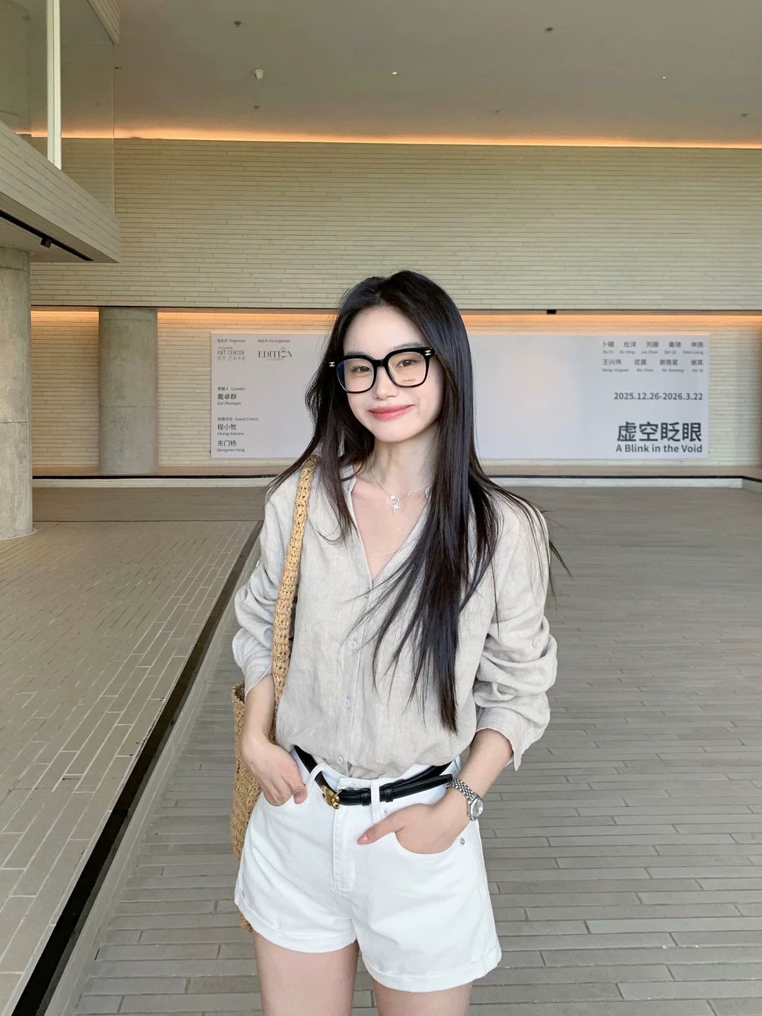 오래된 돈 질감 1oo 아마 V넥 여성 셔츠 느긋한 루즈핏 통기성 얇은 스타일 긴팔 셔츠 이미지 3