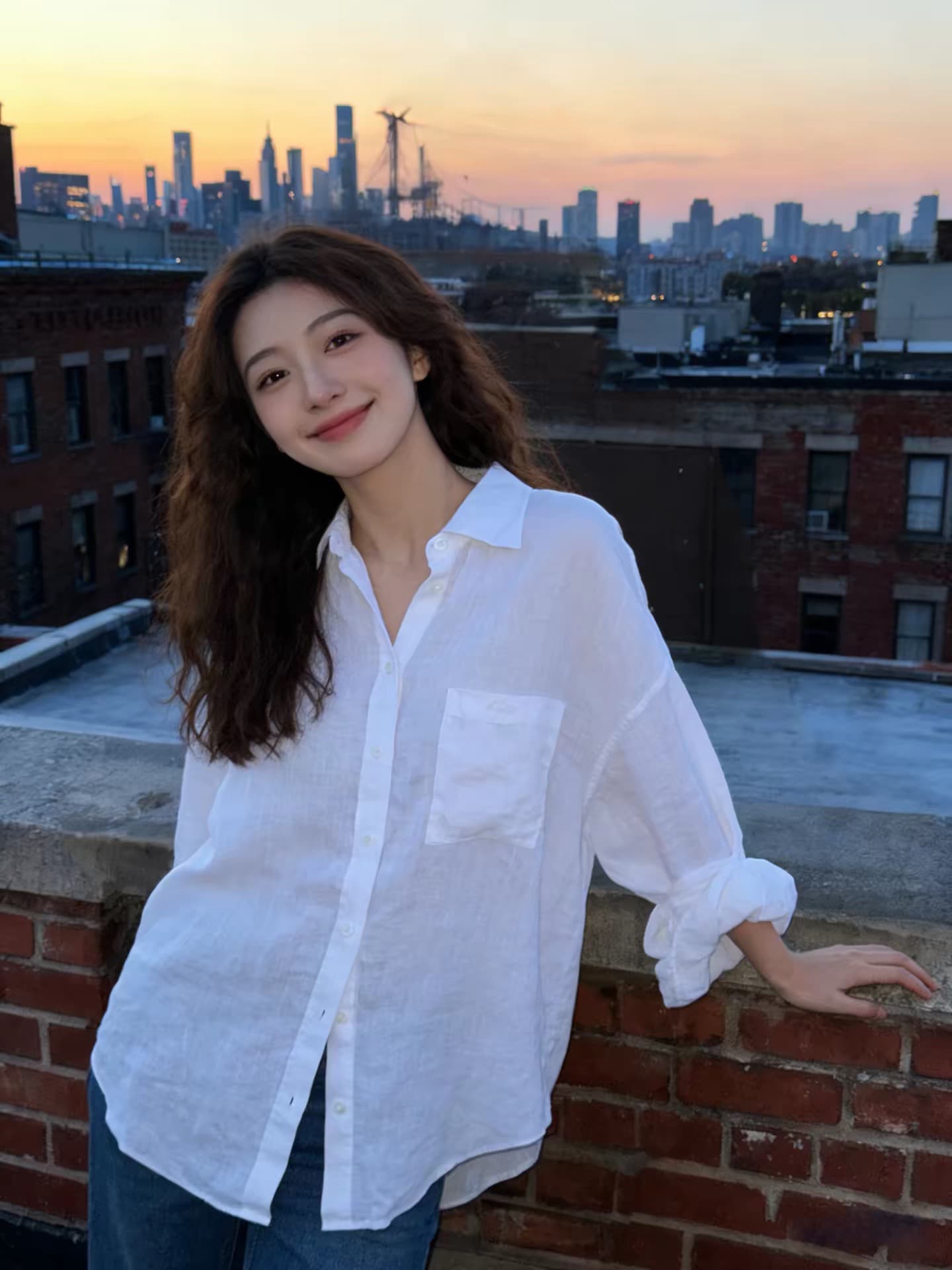 오래된 돈 바람 화이트 폴로 칼라 단추 얇고 가벼운 느긋한 여성 셔츠 느슨함 센스 출퇴근 루즈핏 슬림해 보이는 다용도 맨위 상세 이미지 5