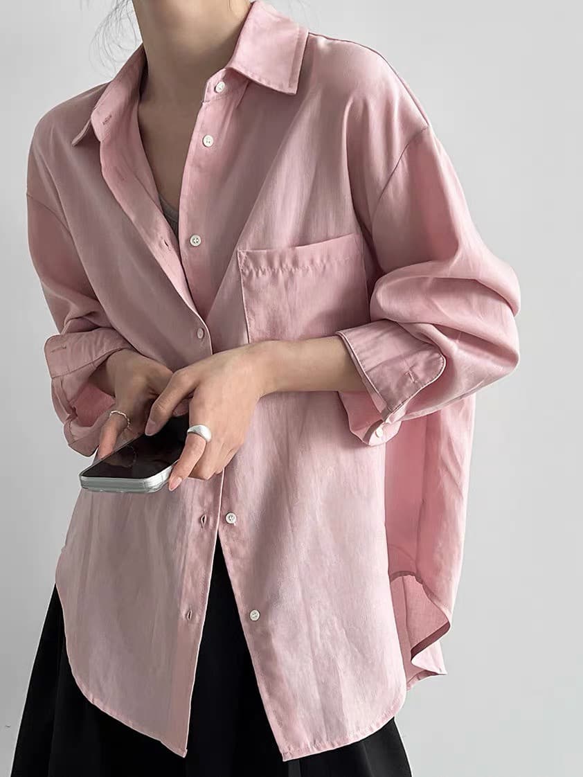 주간 실크 아마 화이트 여성 셔츠 봄 여름 한 부서 느슨함 오래된 돈 바람 얇은 스타일 긴팔 자외선 차단 셔츠 재킷 맨위 이미지 2